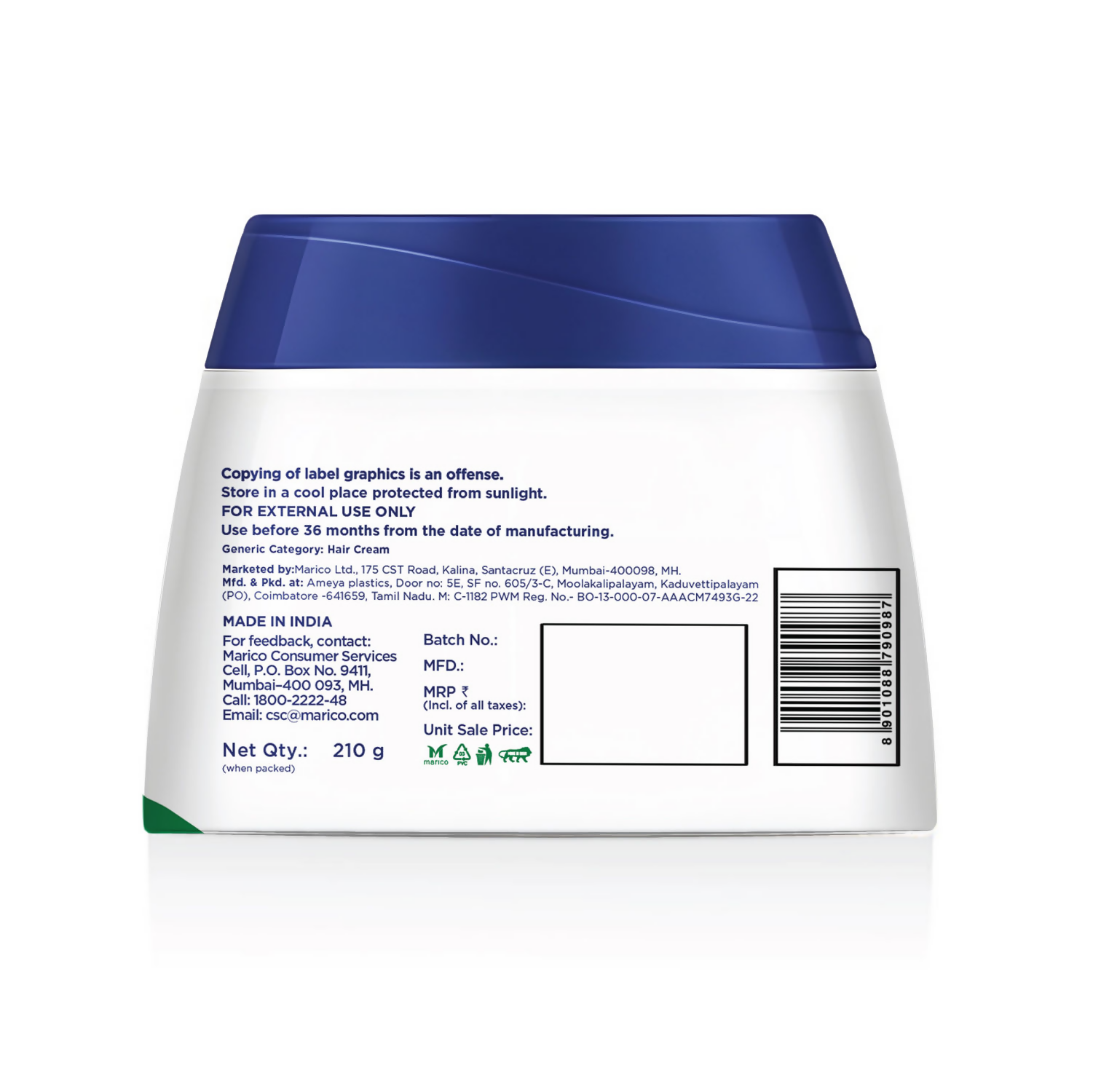 Parachute Advansed Coconut & Aloe Vera Hair Cream | Grocsy