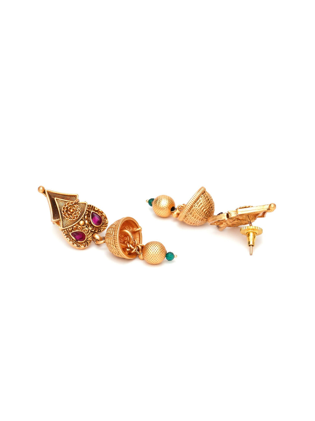 Temple Choker with Matching Jhumki Jewellery Set (Gold) - Ruby Raang | Grocsy