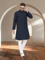 Even Apparels Men's Pure Cotton Navy Kurta | Grocsy