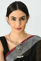 Mominos Fashion Johar Kamal Oxidised Silver-Plated Hasli Design Necklace Choker For Women | Grocsy