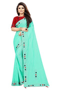 Vamika Rama Green Sana Silk Diamond And Pom Pom Saree | Grocsy