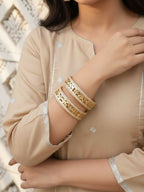 NVR Women Set of 2 Gold Plated CZ Stone Kada Bangle | Grocsy