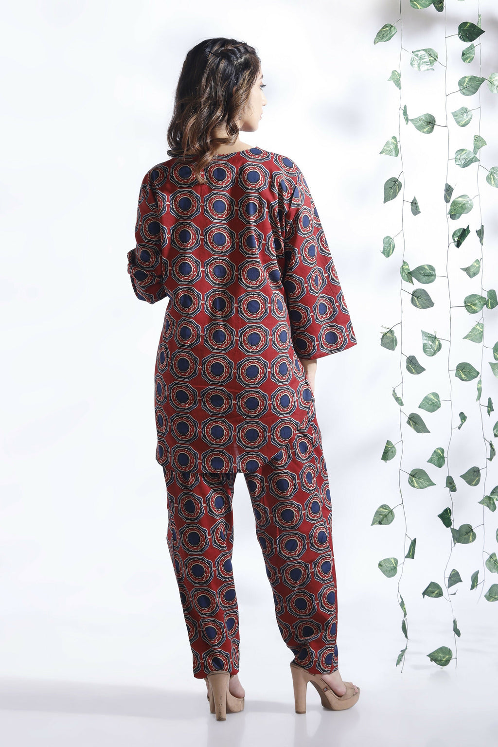 Breathables Abstract Cotton Co-Ord Set – Red | Grocsy