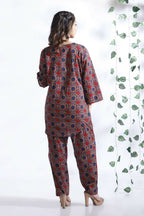 Breathables Abstract Cotton Co-Ord Set – Red | Grocsy