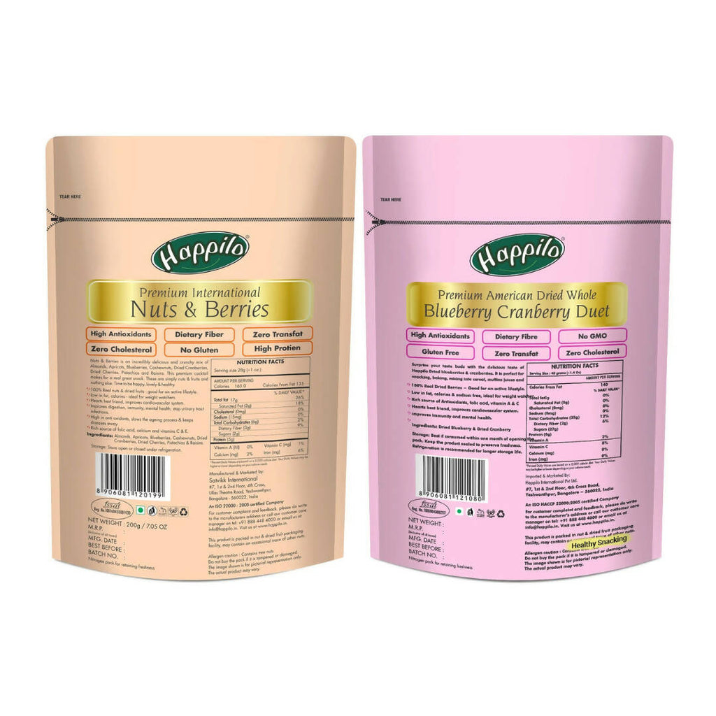 Happilo Premium Combo (Nuts & Berries & Blueberry Cranberry Duet) | Grocsy