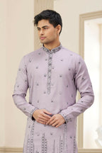 Raivat Ethnic Art Silk Thread Work Kurta Pajama In Purple Colour | Grocsy