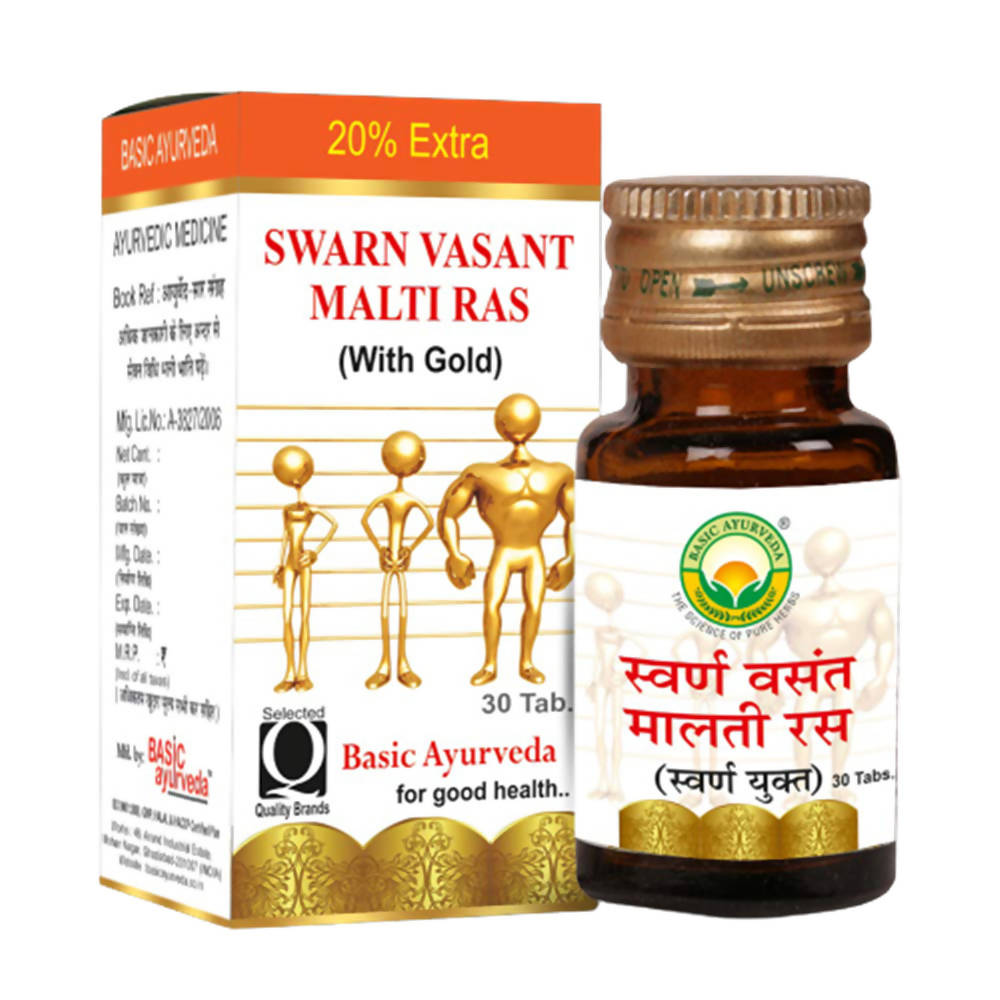 Basic Ayurveda Swarn Vasant Malti Ras (With Gold) Tablets | Grocsy