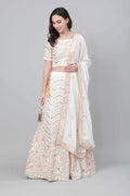 Pearl White Georgette Sequins Embroidery with Mirror work Lehenga Choli with Dupatta - Jivika | Grocsy