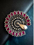 Joban Fashion Peacock Shape Monalisa Stone Silver Plated Ring | Grocsy