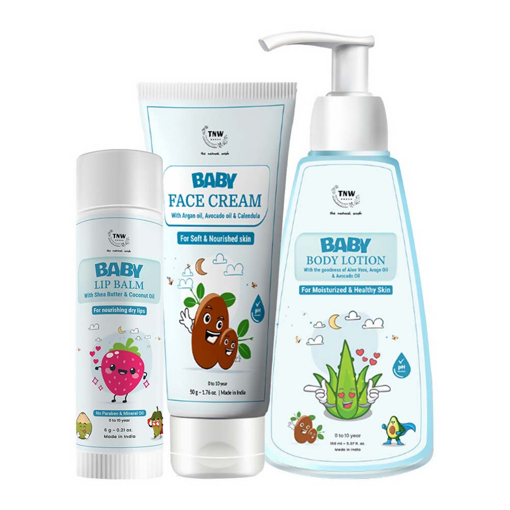The Natural Wash Baby Lip Balm, Baby Face Cream & Baby Body Lotion For Soft Lips And Skin Combo | Grocsy