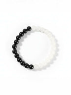 NVR Set of 2 Black & White crystal beaded Bracelet for Men & Women | Grocsy