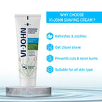 VI-JOHN Dermatologically Tested Premium Claming Aqua Shaving Cream Enriched with Aloevera & Almond Oil free From Silicone,Paraben & Mineral Oil | Grocsy