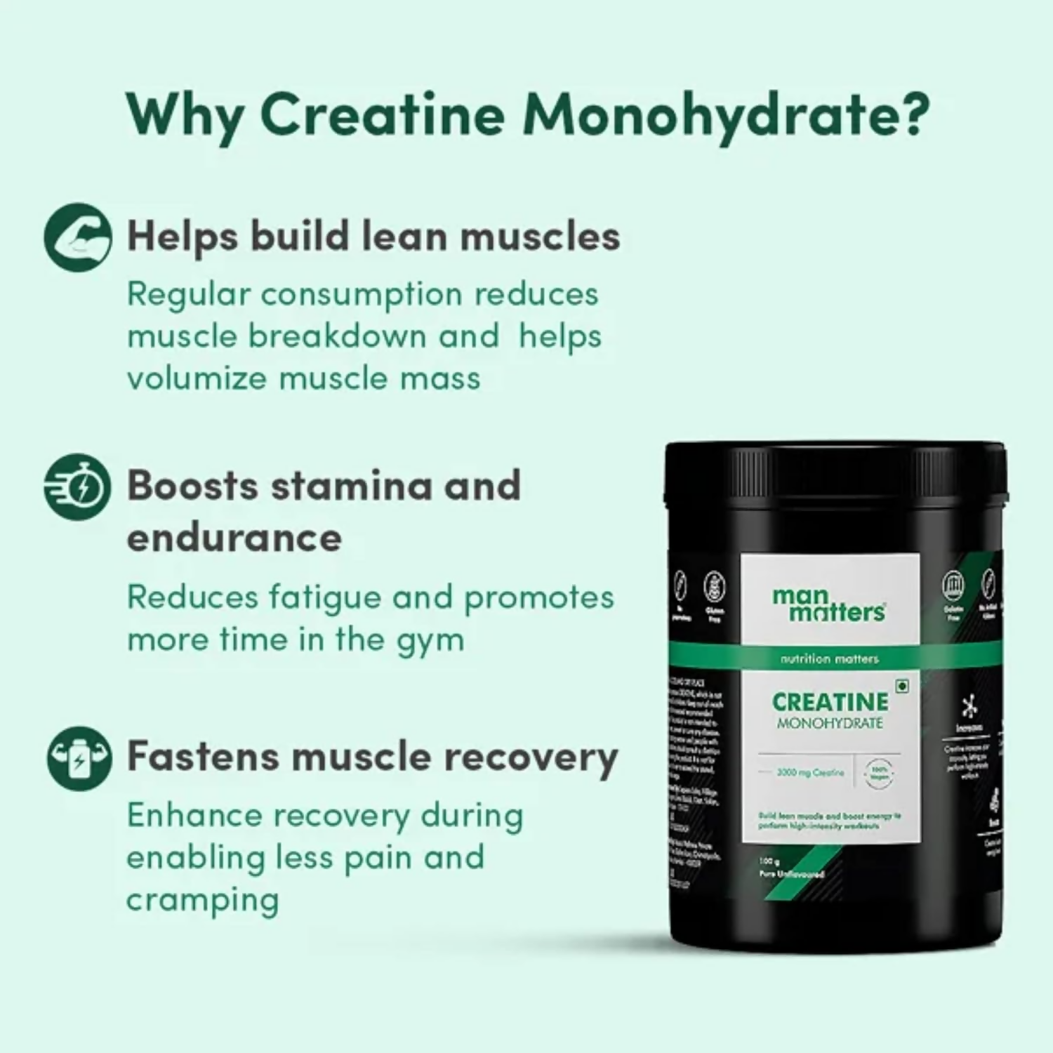 Man Matters Creatine Monohydrate Powder | Grocsy