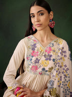 Sangria Embroidered & Digital Printed Kurta & Trousers with Dupatta | Grocsy