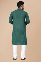 Indian Clothing Men's Green Striped Cotton Kurta - Mahotsav | Grocsy
