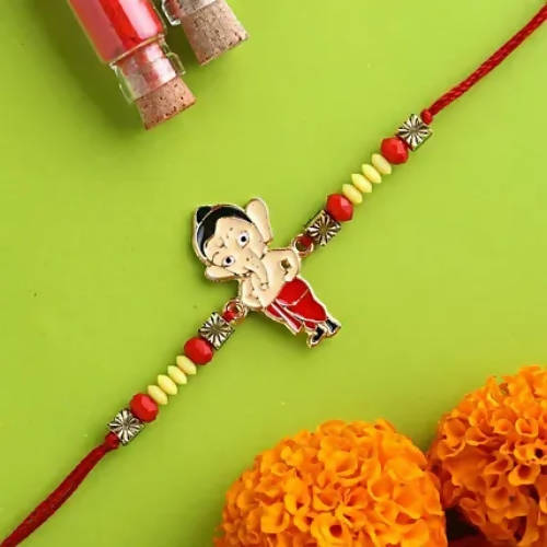 Cute Ganesha Rakhi & Almonds Jar | Grocsy