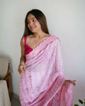 Vamsee Vani Pink Georgette Saree | Grocsy
