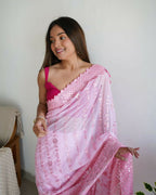 Vamsee Vani Pink Georgette Saree | Grocsy