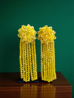 Inhanns Handmade Crystal Waterfall Earrings - Long - Lemon Yellow Big | Grocsy