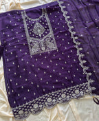 KC Purple Wedding Wear Embroidered Crush Silk Salwar Suit | Grocsy