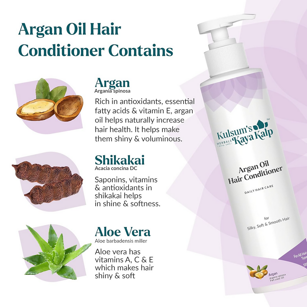 Kulsum's Kaya Kalp Red Onion Shampoo & Argan Oil Hair Conditioner Combo For Anti-Hair Fall, Silky, Soft & Smooth Hair | Grocsy