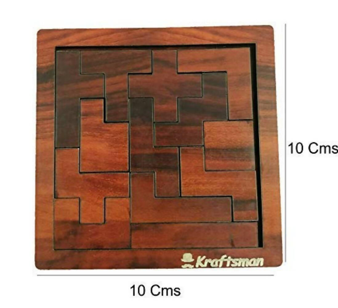 Kraftsman Portable Wooden Hexagon Puzzle | 11 Pieces Puzzle for Kids and Adults | Travel Pouch Included | Grocsy
