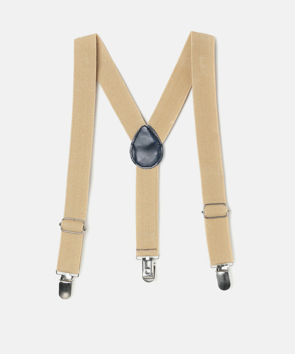 Manet Boys Solid Suspenders - Cream | Grocsy