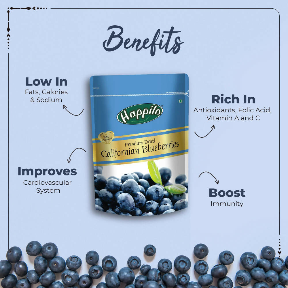 Happilo Healthy & Sweet Calfornian Dried Blueberries | Grocsy