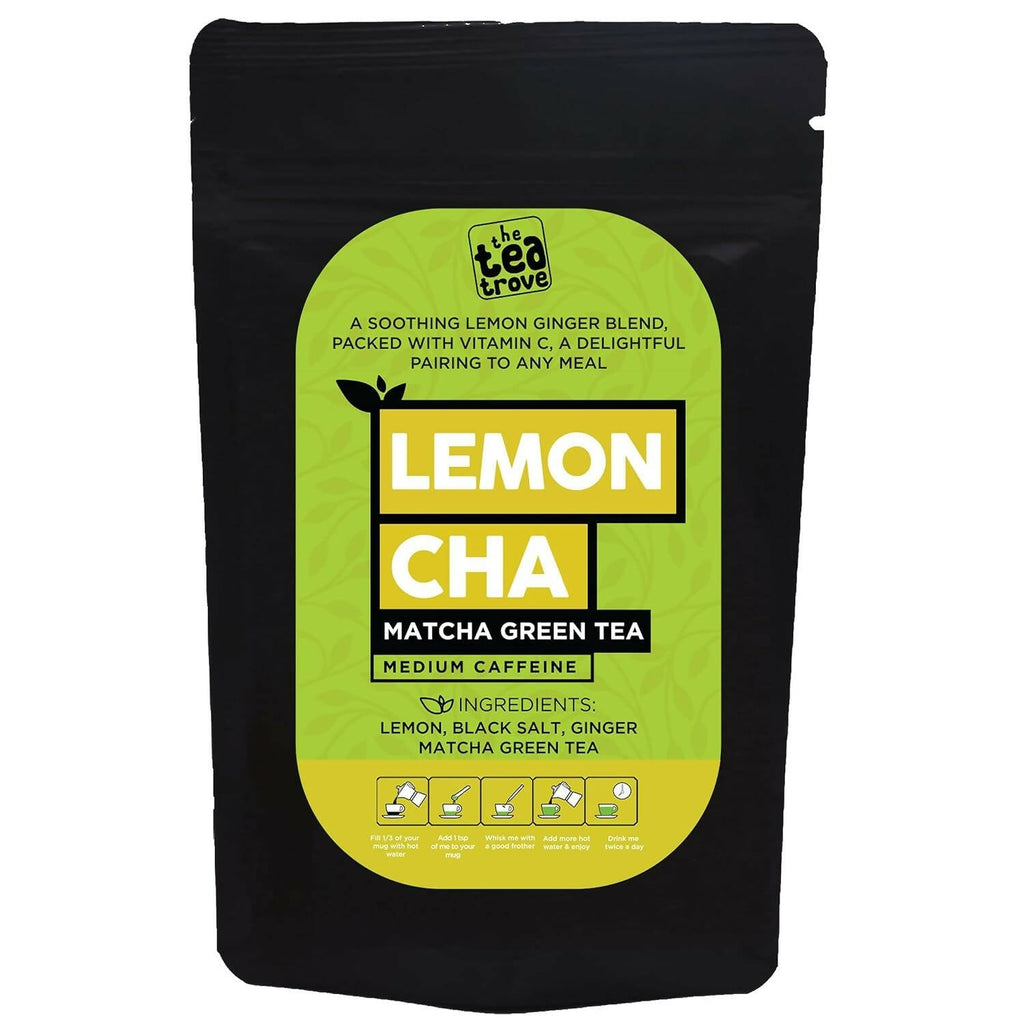 The Tea Trove Matcha Green Tea Powder - Lemon, Ginger, Matcha tea with Black Rock Salt | Grocsy
