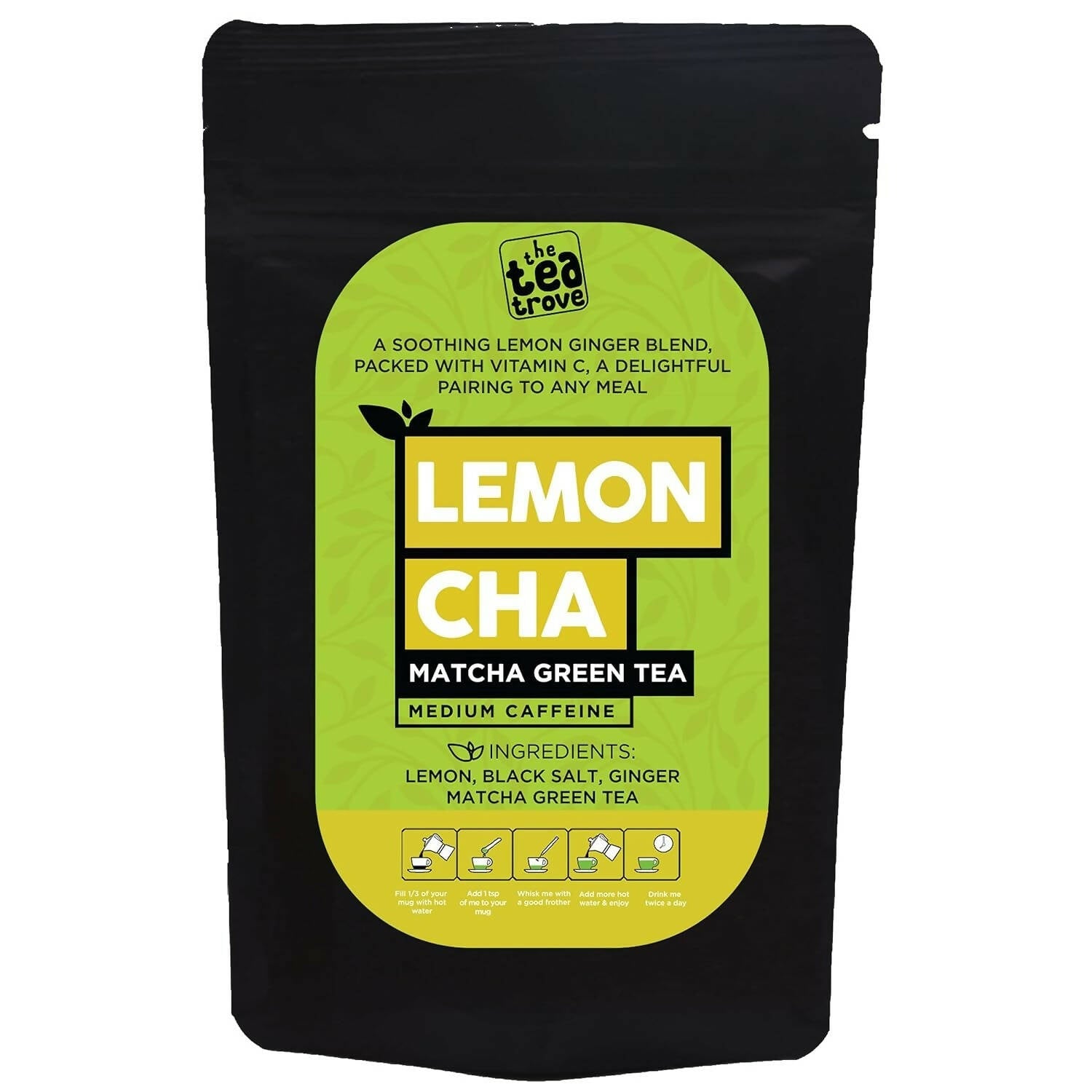 The Tea Trove Matcha Green Tea Powder - Lemon, Ginger, Matcha tea with Black Rock Salt | Grocsy