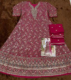 Anaita Rani Pink Real Georgette Readymade Anarkali Gown with Embroidery & Sequence Work | Grocsy