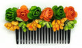 Green & Orange Flower Hair Comb | Grocsy