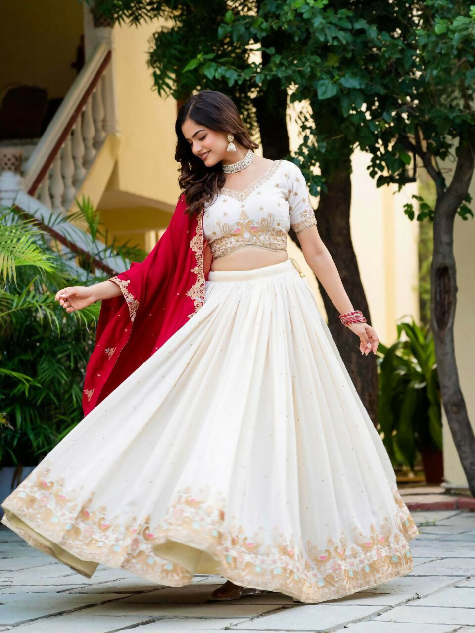 Lehenga Mart Designer Indian Wedding Lehenga Choli-White | Grocsy