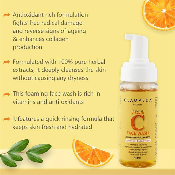 Glamveda Vitamin C Brightening Face Wash | Grocsy