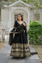 Joban Fashion Black Georgette Sequence Embroidery Work Kurta Set | Grocsy