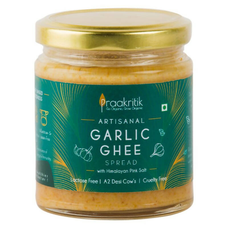 Praakritik Artisanal Garlic Ghee Spread With Himalayan Pink Salt | Bilona Method | Curd-Churned | Pure, Natural & Healthy | Grass-Fed Cultured Ghee | Grocsy