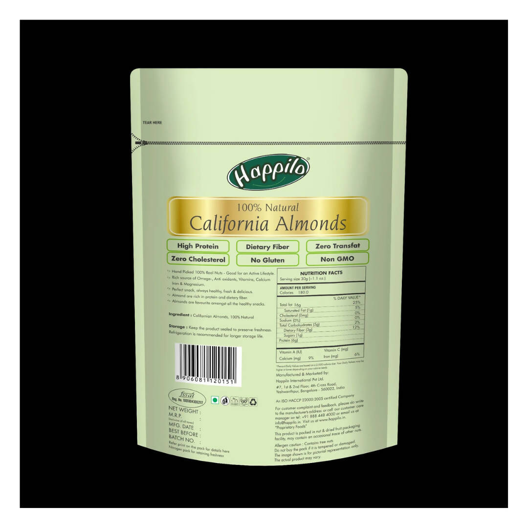 Happilo 100% Natural Premium California Almonds | Grocsy