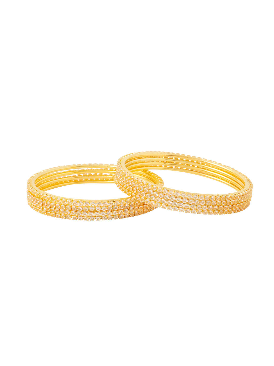 NVR Women Set of 8 American Diamond Gold-Polished Bangles