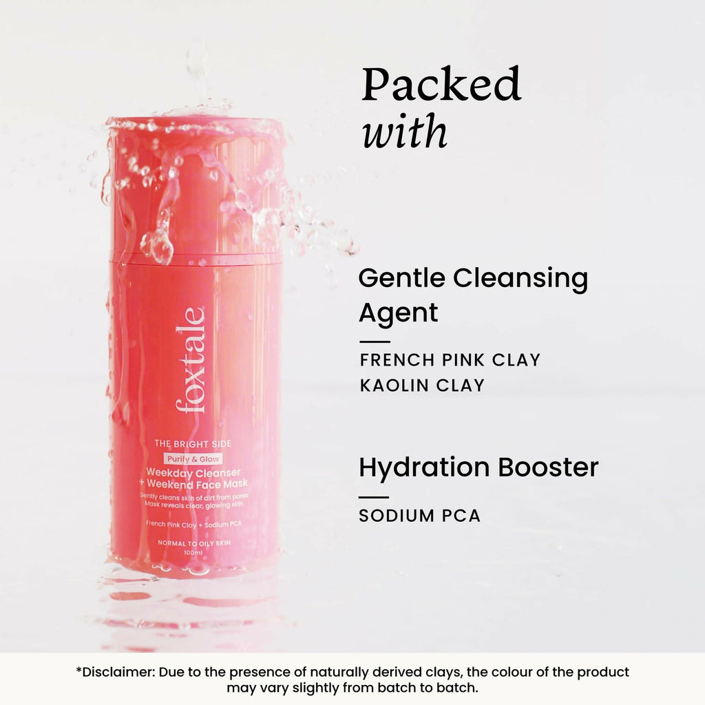 Foxtale Purify & Glow Cleanser + Mask With French Pink Clay & Sodium | Grocsy