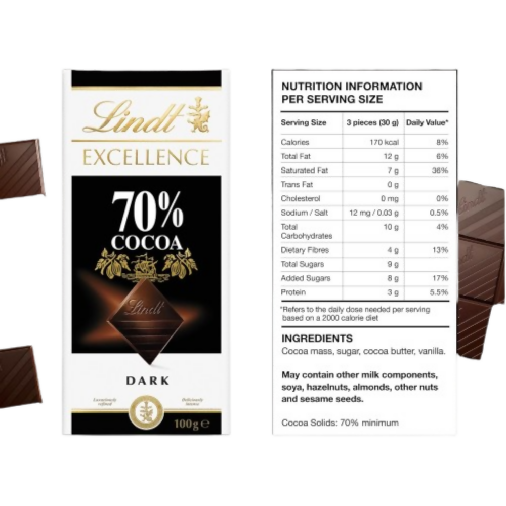 Lindt Excellence 70% Cocoa Dark Chocolate | Grocsy