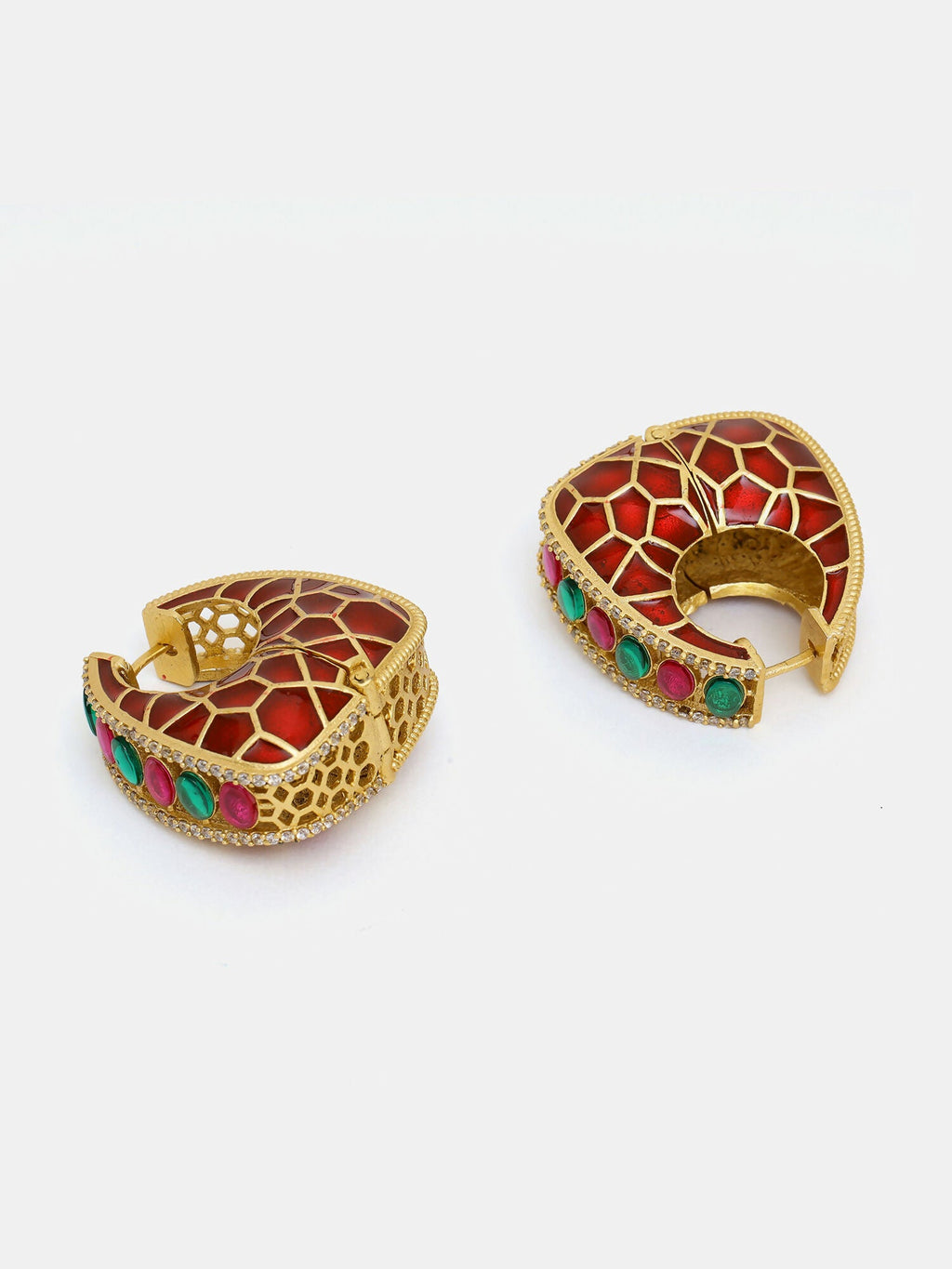 Ruby Raang Gold Polished Kundan Work Multi Loops | Grocsy