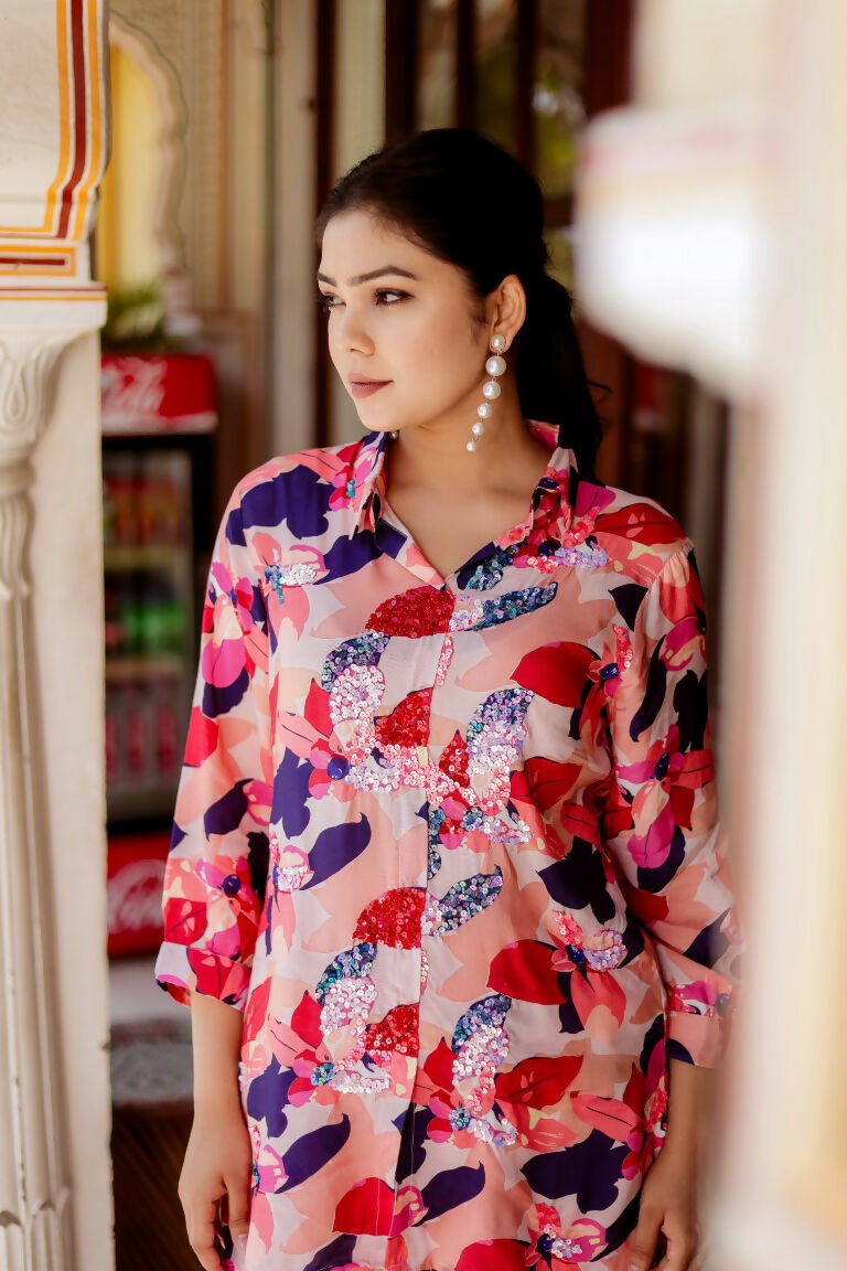 Vaasva Women Multi-colour Muslin Floral Print Shirt & Pant (Co-ords set) | Grocsy
