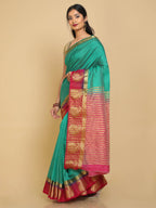 Kalamandir Woven Design Green Pashmina Saree | Grocsy