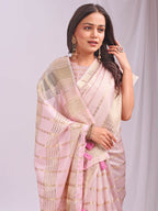 Shree Shyam Fashion Organza Peach Saree | Grocsy