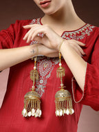 NVR Women's Pack Of 2 Gold-Polished Kundan Kaleera Sets | Grocsy