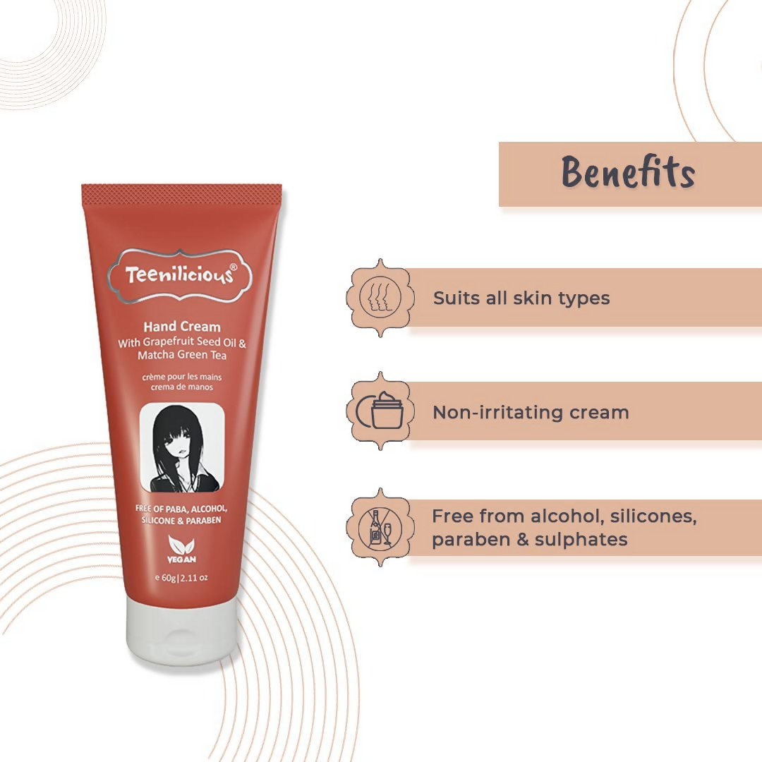 Teenilicious Hand Cream With Grapefruit Seed Oil & Matcha Green Tea | Grocsy