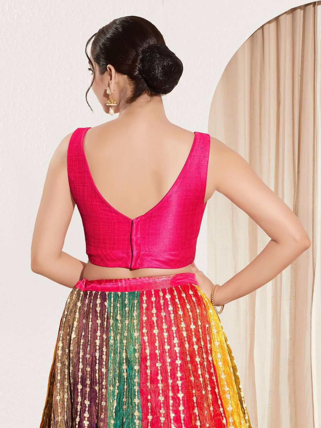 Joban Fashion Dark Pink Mulberry Silk Padded Blouse With Round Neck Sleeveless | Grocsy
