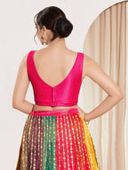 Joban Fashion Dark Pink Mulberry Silk Padded Blouse With Round Neck Sleeveless | Grocsy