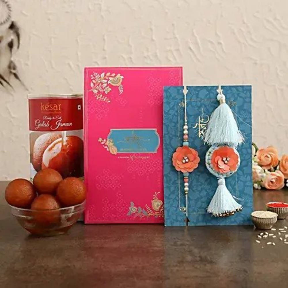 Bhaiya Bhabhi Tassel Rakhi Set & Gulab Jamun | Grocsy
