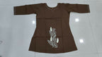 Teeya Creation Womens New Latest Cotton Brown Floral Embroidered Short Kurti | Grocsy